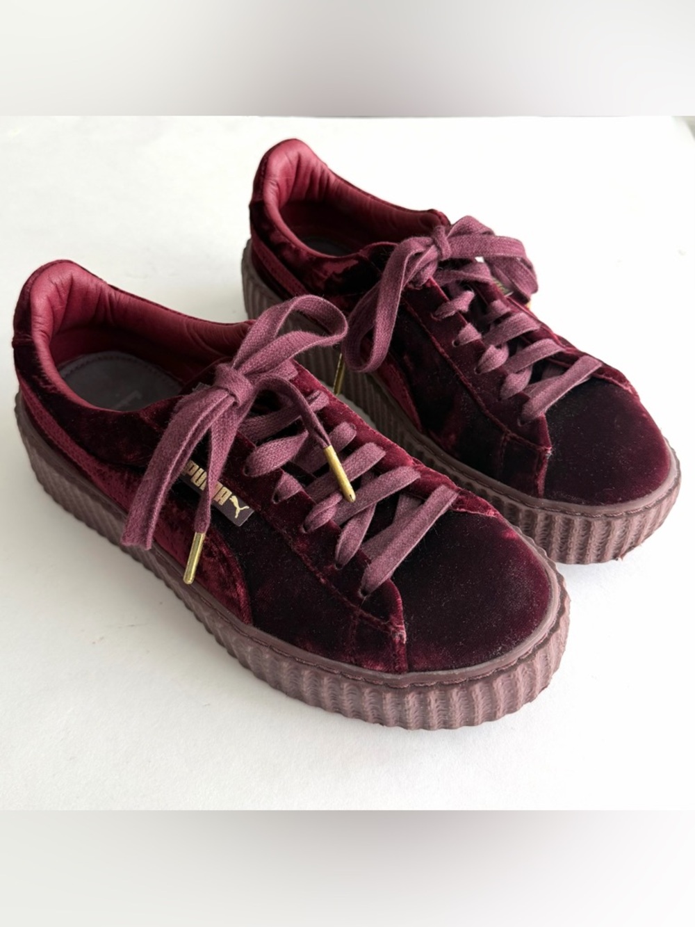 Puma Fenty Velvet Burgundy Creeper Sneakers in Box Womens US Size 7.5 - Picture 5 of 9